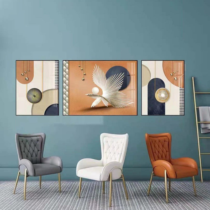 Upholstered Dining Arm Chair High Back Dining Chair with Gold Legs