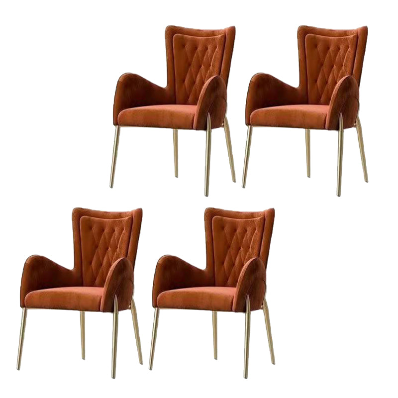 金色の足のある布張りのダイニングアームチェアハイバックダイニングチェア