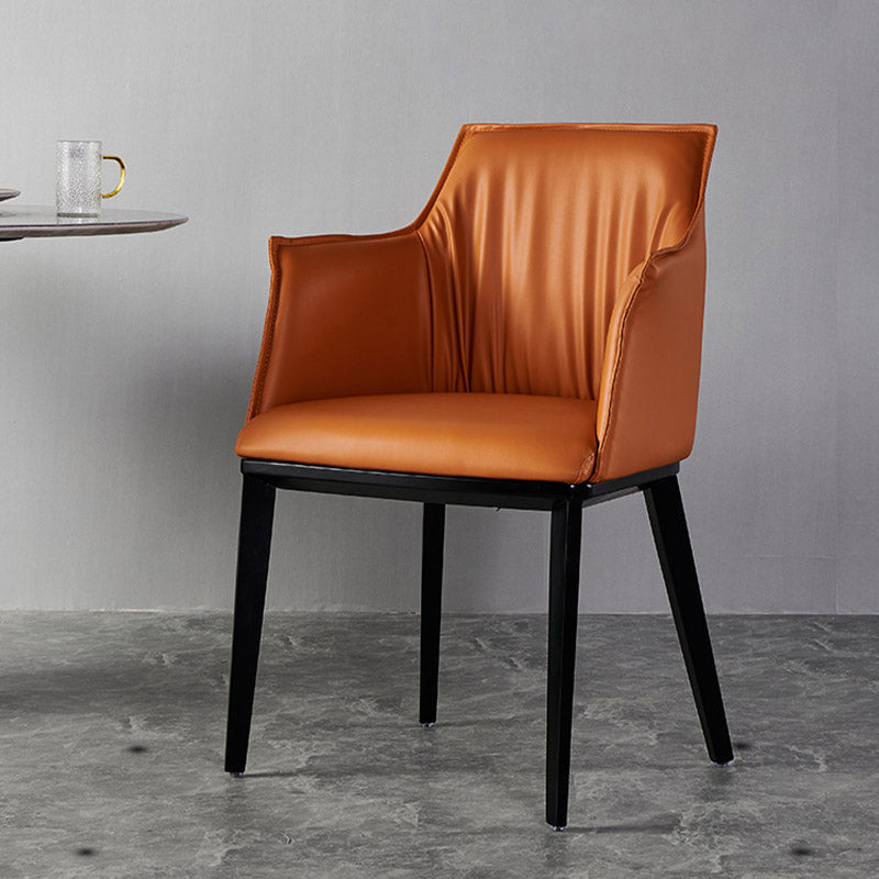 Moderne stijl armstoel faux lederen stevige achterste eetkamerstoel voor binnen