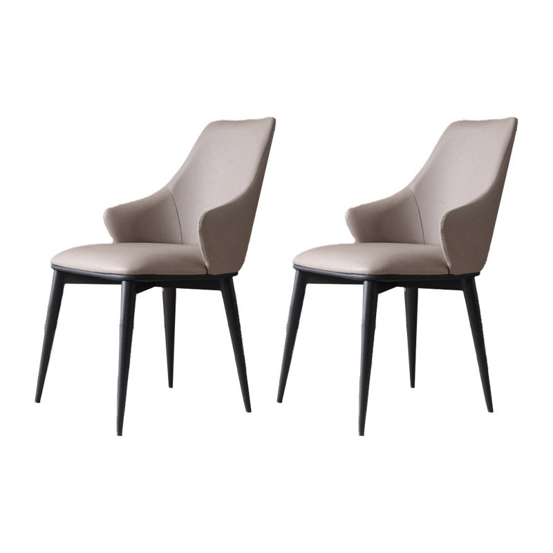 Industrial Style Arm Chair Metal Solid Back Dining Room Chair for Home Grey 2 Piece Set Clearhalo 'Dining Chairs' 'Dining Tables & Seating' 'dining_chair' 'furn' 'furn_dining_chair' 'Furniture' 'Kitchen & Dining Furniture' 6770548