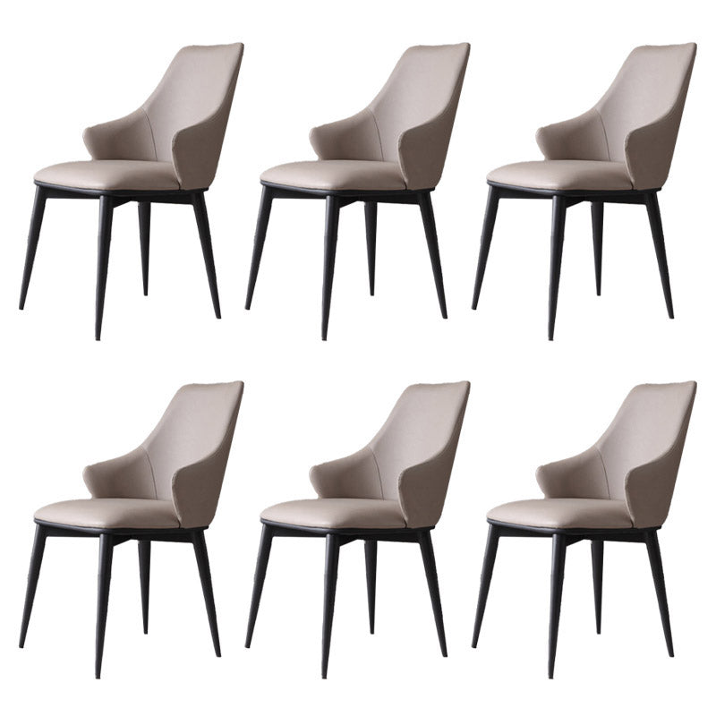 Industrial Style Arm Chair Metal Solid Back Dining Room Chair for Home Grey 6 Piece Set Clearhalo 'Dining Chairs' 'Dining Tables & Seating' 'dining_chair' 'furn' 'furn_dining_chair' 'Furniture' 'Kitchen & Dining Furniture' 6770552