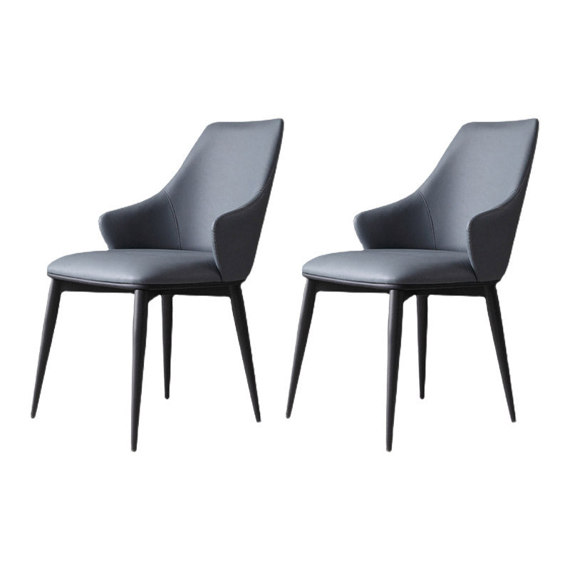 Industrial Style Arm Chair Metal Solid Back Dining Room Chair for Home Blue 2 Piece Set Clearhalo 'Dining Chairs' 'Dining Tables & Seating' 'dining_chair' 'furn' 'furn_dining_chair' 'Furniture' 'Kitchen & Dining Furniture' 6770555