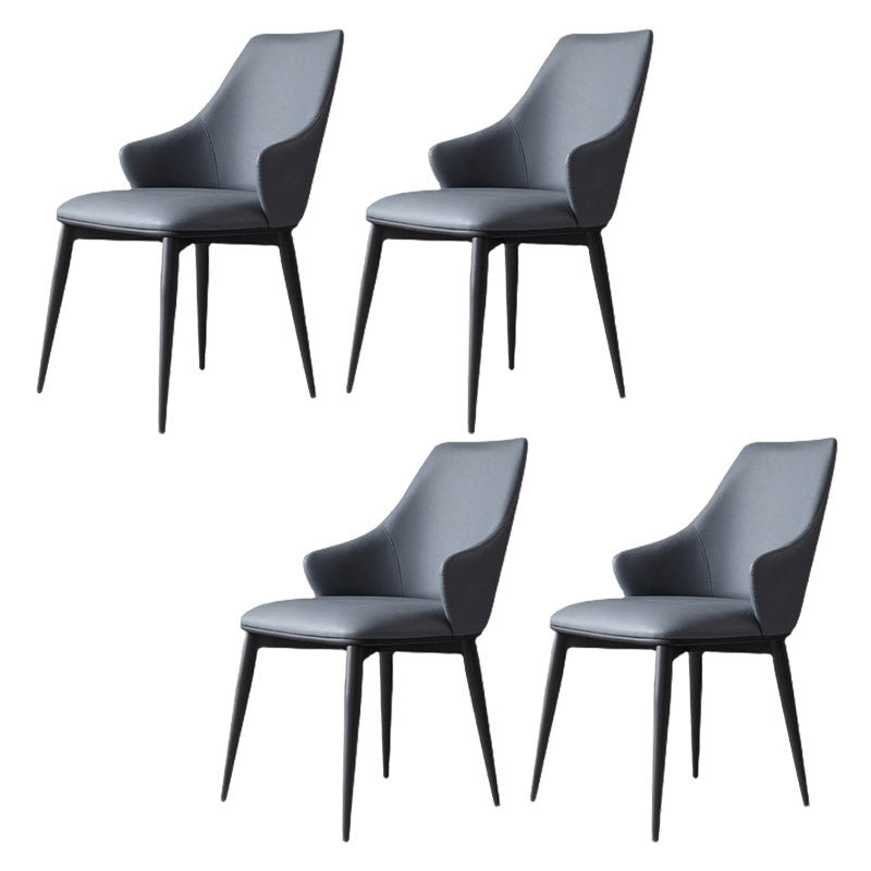 Industrial Style Arm Chair Metal Solid Back Dining Room Chair for Home Blue 4 Piece Set Clearhalo 'Dining Chairs' 'Dining Tables & Seating' 'dining_chair' 'furn' 'furn_dining_chair' 'Furniture' 'Kitchen & Dining Furniture' 6770557