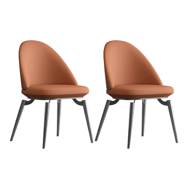 Glam Style Side Chair Metal Solid Back Dining Room Chair for Indoor Orange 2 Piece Set Clearhalo 'Dining Chairs' 'Dining Tables & Seating' 'dining_chair' 'furn' 'furn_dining_chair' 'Furniture' 'Kitchen & Dining Furniture' 6770572