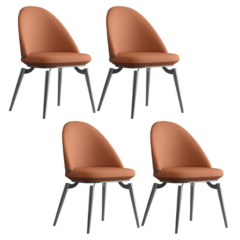Glam Style Side Chair Metal Solid Back Dining Room Chair for Indoor Orange 4 Piece Set Clearhalo 'Dining Chairs' 'Dining Tables & Seating' 'dining_chair' 'furn' 'furn_dining_chair' 'Furniture' 'Kitchen & Dining Furniture' 6770574