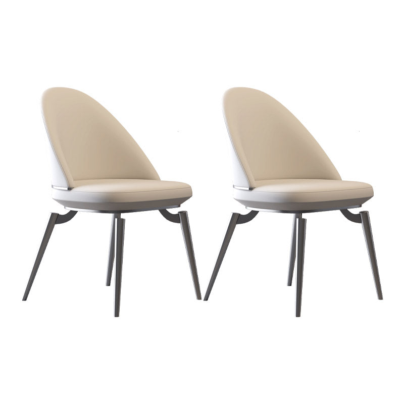 Glam Style Side Chair Metal Solid Back Dining Room Chair for Indoor Off-White 2 Piece Set Clearhalo 'Dining Chairs' 'Dining Tables & Seating' 'dining_chair' 'furn' 'furn_dining_chair' 'Furniture' 'Kitchen & Dining Furniture' 6770579