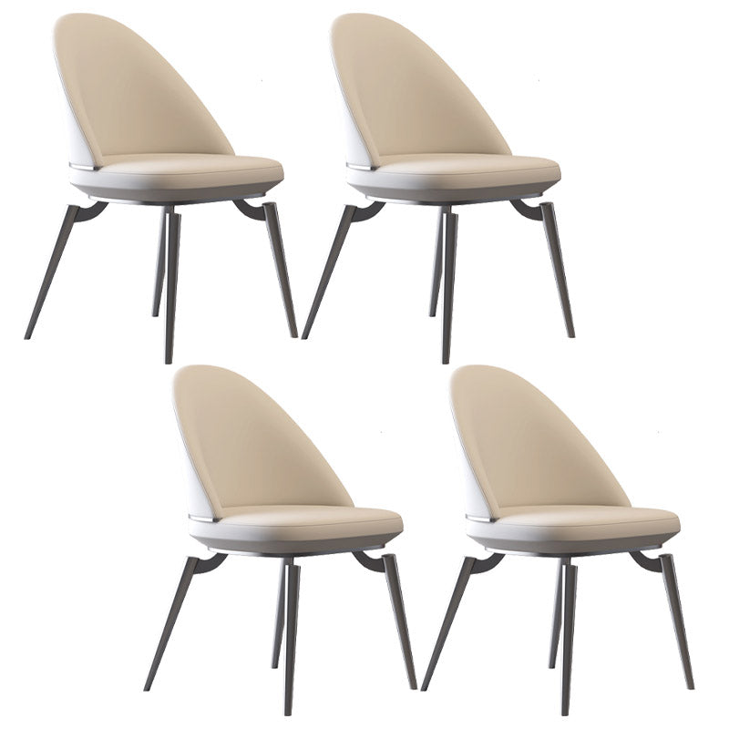 Glam Style Side Chair Metal Solid Back Dining Room Chair for Indoor Off-White 4 Piece Set Clearhalo 'Dining Chairs' 'Dining Tables & Seating' 'dining_chair' 'furn' 'furn_dining_chair' 'Furniture' 'Kitchen & Dining Furniture' 6770581