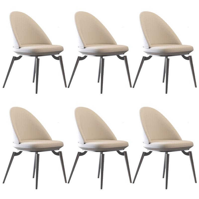 Glam Style Side Chair Metal Solid Back Dining Room Chair for Indoor Off-White 6 Piece Set Clearhalo 'Dining Chairs' 'Dining Tables & Seating' 'dining_chair' 'furn' 'furn_dining_chair' 'Furniture' 'Kitchen & Dining Furniture' 6770583