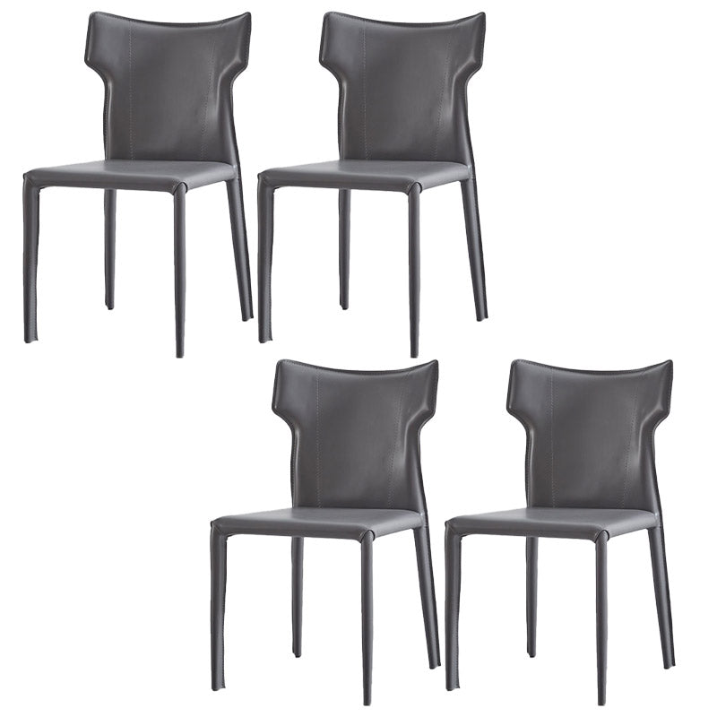 Faux Leather Dining Chairs Wingback Parsons Chair for Kitchen