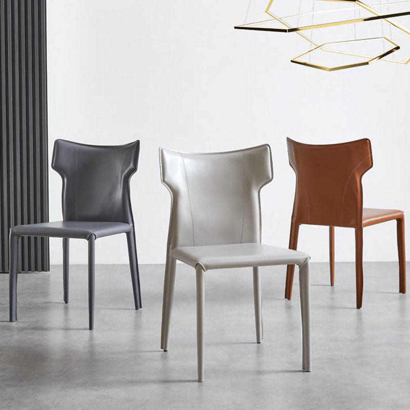 Faux Leather Dining Chairs Wingback Parsons Chair for Kitchen