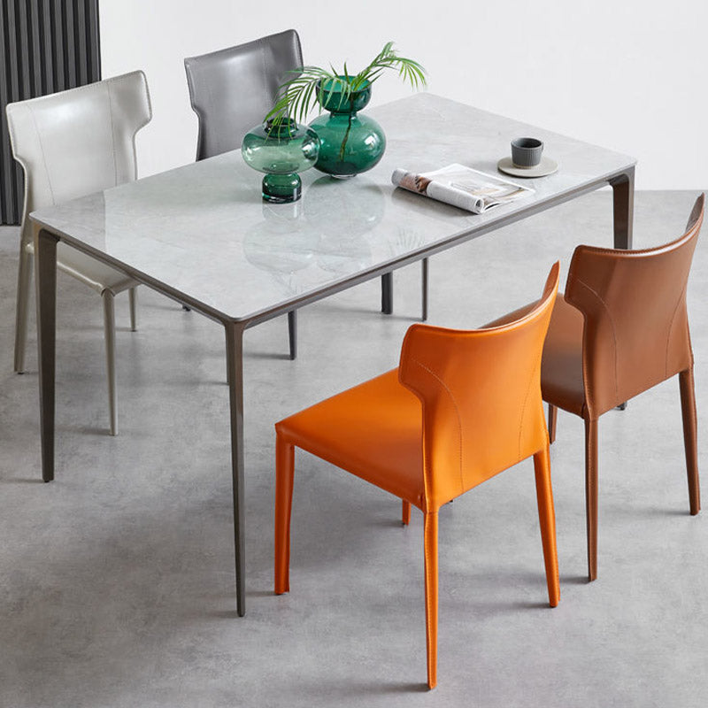 Faux Leather Dining Chairs Wingback Parsons Chair for Kitchen