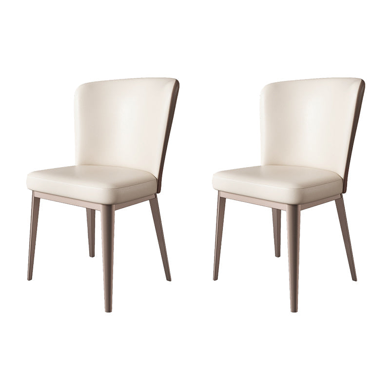 Modern Side Chair Metal Solid Back Dining Room Chair for Kitchen Off-White 2 Piece Set Clearhalo 'Dining Chairs' 'Dining Tables & Seating' 'dining_chair' 'furn' 'furn_dining_chair' 'Furniture' 'Kitchen & Dining Furniture' 6770641