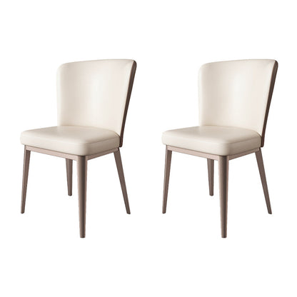 Modern Side Chair Metal Solid Back Dining Room Chair for Kitchen Off-White 2 Piece Set Clearhalo 'Dining Chairs' 'Dining Tables & Seating' 'dining_chair' 'furn' 'furn_dining_chair' 'Furniture' 'Kitchen & Dining Furniture' 6770641