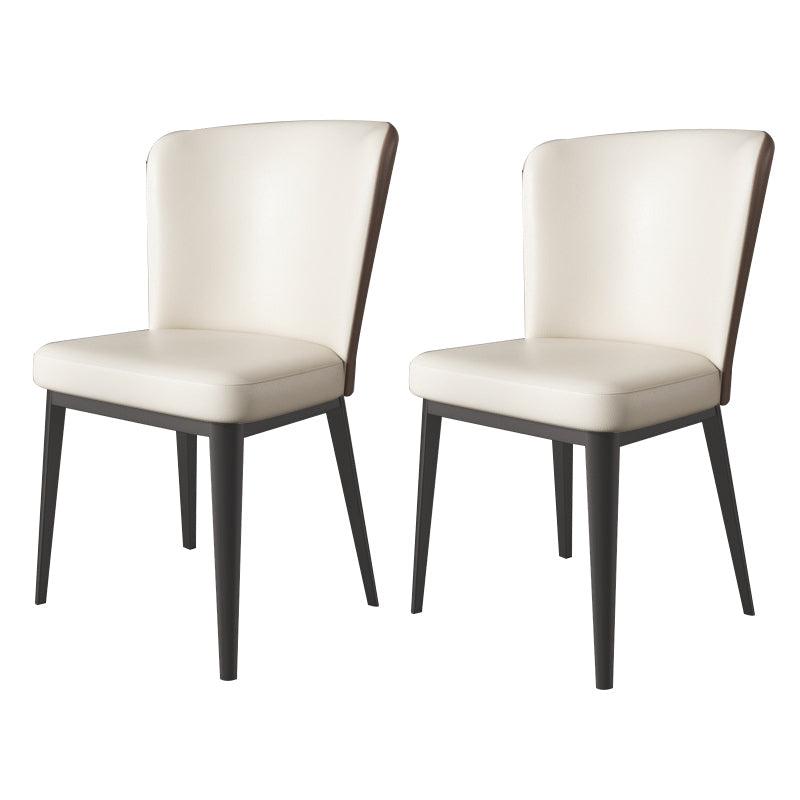Modern Side Chair Metal Solid Back Dining Room Chair for Kitchen White 2 Piece Set Clearhalo 'Dining Chairs' 'Dining Tables & Seating' 'dining_chair' 'furn' 'furn_dining_chair' 'Furniture' 'Kitchen & Dining Furniture' 6770642