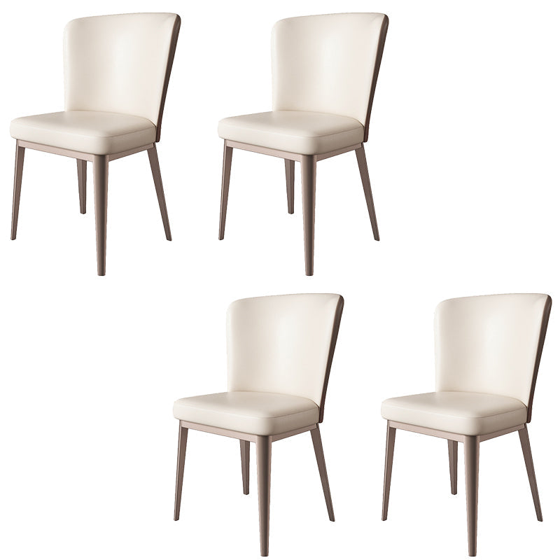 Modern Side Chair Metal Solid Back Dining Room Chair for Kitchen Off-White 4 Piece Set Clearhalo 'Dining Chairs' 'Dining Tables & Seating' 'dining_chair' 'furn' 'furn_dining_chair' 'Furniture' 'Kitchen & Dining Furniture' 6770645