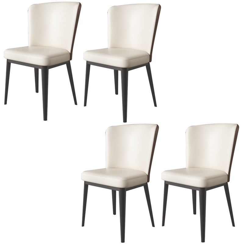 Modern Side Chair Metal Solid Back Dining Room Chair for Kitchen White 4 Piece Set Clearhalo 'Dining Chairs' 'Dining Tables & Seating' 'dining_chair' 'furn' 'furn_dining_chair' 'Furniture' 'Kitchen & Dining Furniture' 6770646