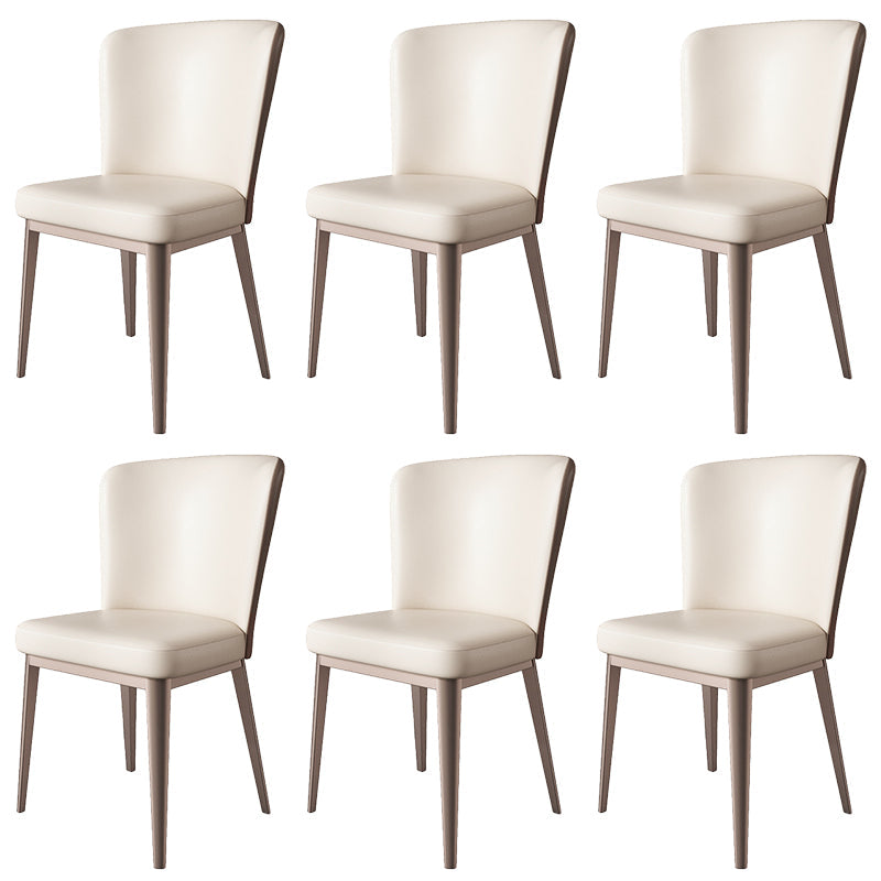 Modern Side Chair Metal Solid Back Dining Room Chair for Kitchen Off-White 6 Piece Set Clearhalo 'Dining Chairs' 'Dining Tables & Seating' 'dining_chair' 'furn' 'furn_dining_chair' 'Furniture' 'Kitchen & Dining Furniture' 6770648