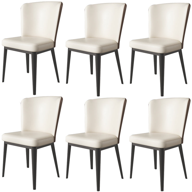 Modern Side Chair Metal Solid Back Dining Room Chair for Kitchen White 6 Piece Set Clearhalo 'Dining Chairs' 'Dining Tables & Seating' 'dining_chair' 'furn' 'furn_dining_chair' 'Furniture' 'Kitchen & Dining Furniture' 6770650