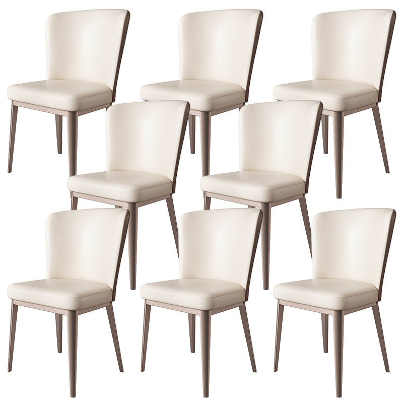 Modern Side Chair Metal Solid Back Dining Room Chair for Kitchen Off-White 8 Piece Set Clearhalo 'Dining Chairs' 'Dining Tables & Seating' 'dining_chair' 'furn' 'furn_dining_chair' 'Furniture' 'Kitchen & Dining Furniture' 6770652