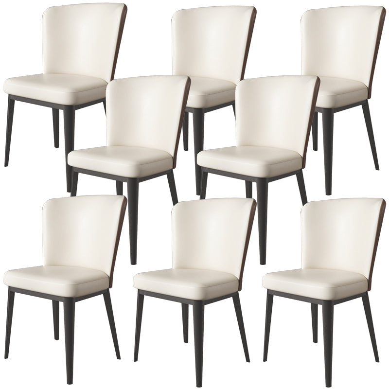Modern Side Chair Metal Solid Back Dining Room Chair for Kitchen White 8 Piece Set Clearhalo 'Dining Chairs' 'Dining Tables & Seating' 'dining_chair' 'furn' 'furn_dining_chair' 'Furniture' 'Kitchen & Dining Furniture' 6770654