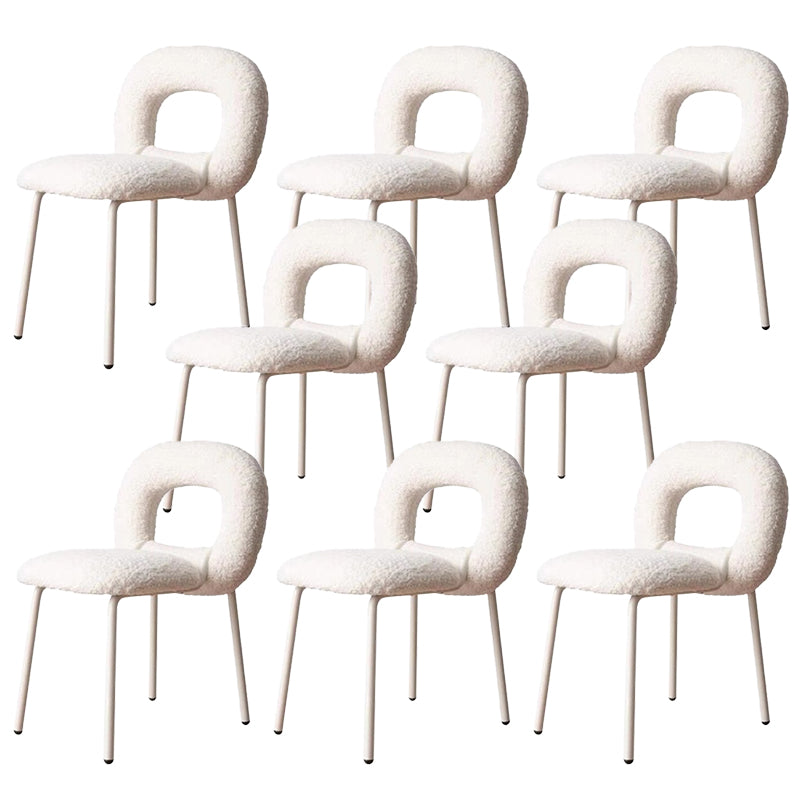 Modern Style Side Chair Metal Open Back Dining Room Chair for Kitchen White 8 Piece Set Clearhalo 'Dining Chairs' 'Dining Tables & Seating' 'dining_chair' 'furn' 'furn_dining_chair' 'Furniture' 'Kitchen & Dining Furniture' 6770695