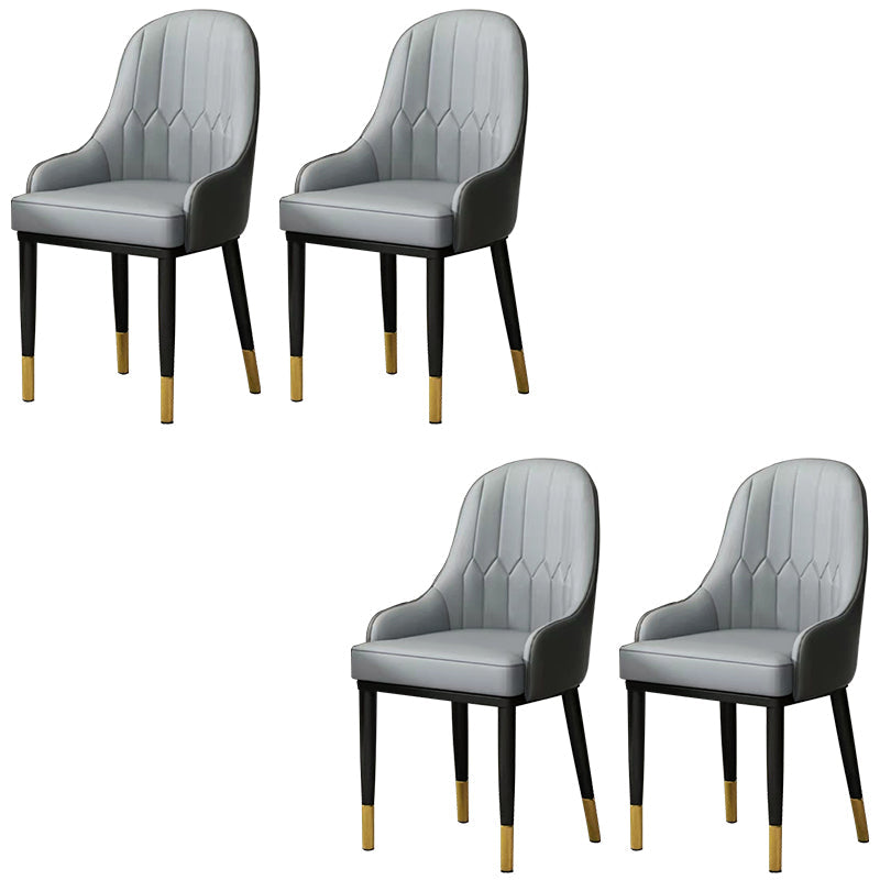 Modern Style Arm Chair Metal Solid Back Dining Chair for Kitchen Grey 4 Piece Set Clearhalo 'Dining Chairs' 'Dining Tables & Seating' 'dining_chair' 'furn' 'furn_dining_chair' 'Furniture' 'Kitchen & Dining Furniture' 6770698