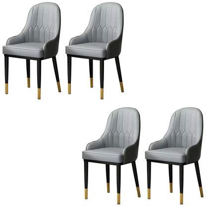 Modern Style Arm Chair Metal Solid Back Dining Chair for Kitchen Grey 4 Piece Set Clearhalo 'Dining Chairs' 'Dining Tables & Seating' 'dining_chair' 'furn' 'furn_dining_chair' 'Furniture' 'Kitchen & Dining Furniture' 6770698
