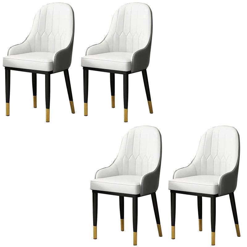 Modern Style Arm Chair Metal Solid Back Dining Chair for Kitchen White 4 Piece Set Clearhalo 'Dining Chairs' 'Dining Tables & Seating' 'dining_chair' 'furn' 'furn_dining_chair' 'Furniture' 'Kitchen & Dining Furniture' 6770702