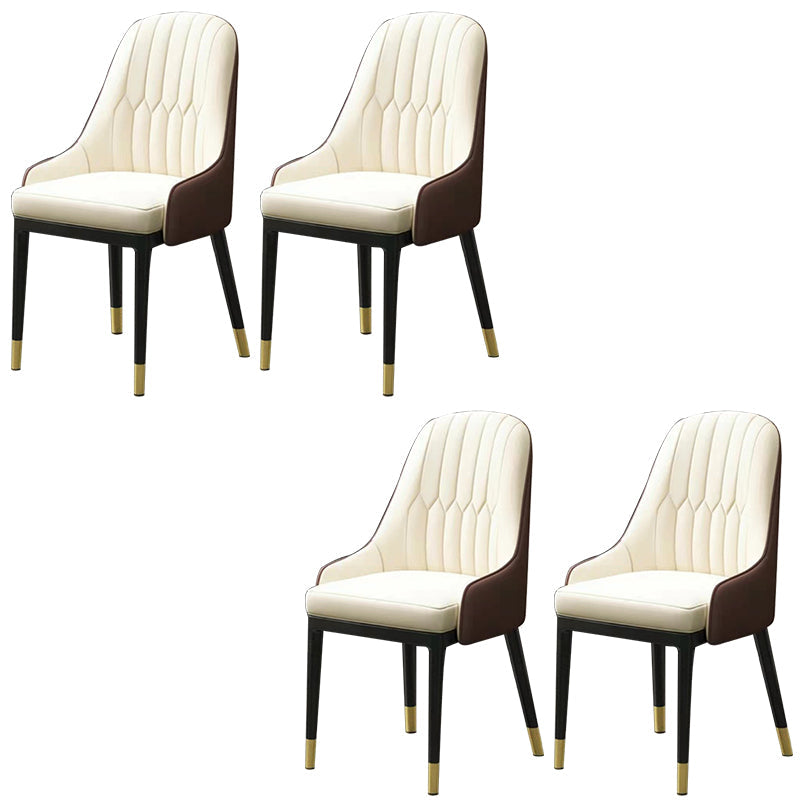 Modern Style Arm Chair Metal Solid Back Dining Chair for Kitchen Off-White 4 Piece Set Clearhalo 'Dining Chairs' 'Dining Tables & Seating' 'dining_chair' 'furn' 'furn_dining_chair' 'Furniture' 'Kitchen & Dining Furniture' 6770704