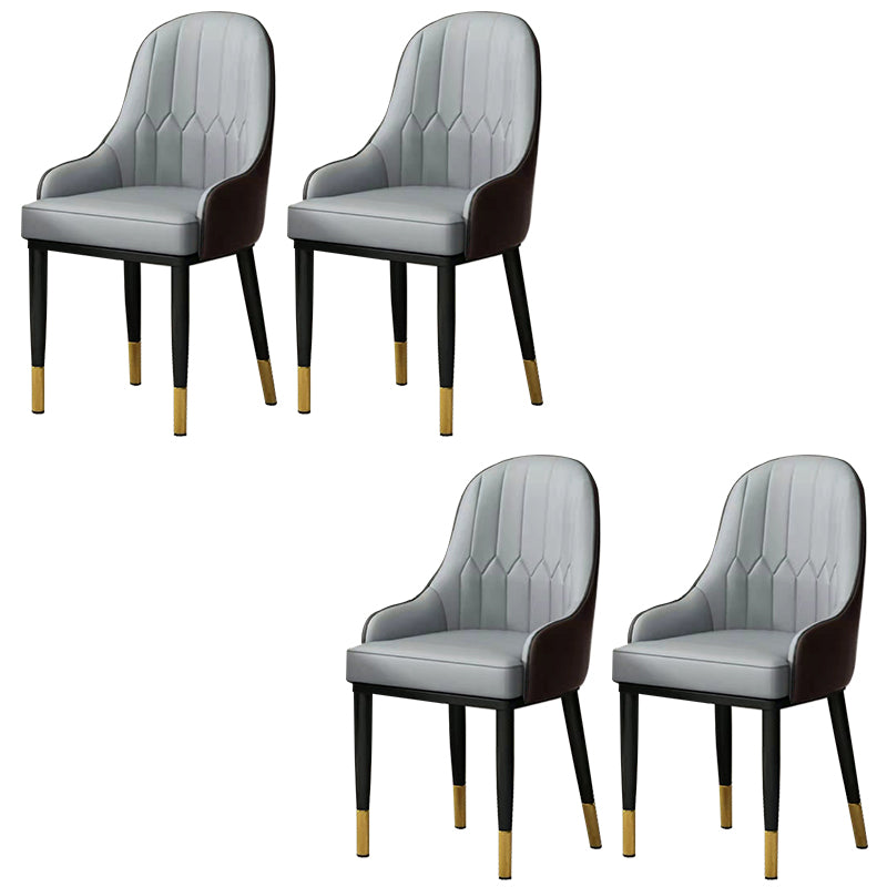 Modern Style Arm Chair Metal Solid Back Dining Chair for Kitchen Light Gray 4 Piece Set Clearhalo 'Dining Chairs' 'Dining Tables & Seating' 'dining_chair' 'furn' 'furn_dining_chair' 'Furniture' 'Kitchen & Dining Furniture' 6770708
