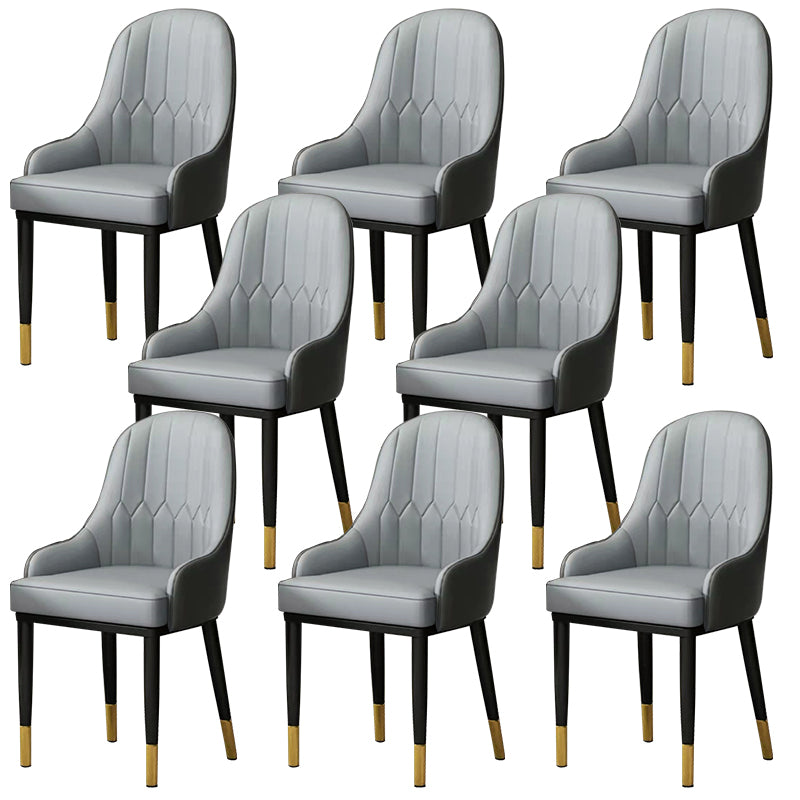 Modern Style Arm Chair Metal Solid Back Dining Chair for Kitchen Grey 8 Piece Set Clearhalo 'Dining Chairs' 'Dining Tables & Seating' 'dining_chair' 'furn' 'furn_dining_chair' 'Furniture' 'Kitchen & Dining Furniture' 6770710