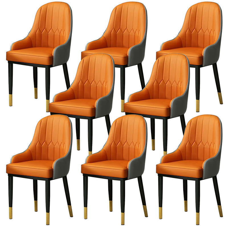 Modern Style Arm Chair Metal Solid Back Dining Chair for Kitchen Orange 8 Piece Set Clearhalo 'Dining Chairs' 'Dining Tables & Seating' 'dining_chair' 'furn' 'furn_dining_chair' 'Furniture' 'Kitchen & Dining Furniture' 6770711