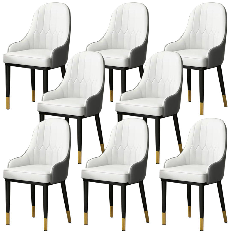 Modern Style Arm Chair Metal Solid Back Dining Chair for Kitchen White 8 Piece Set Clearhalo 'Dining Chairs' 'Dining Tables & Seating' 'dining_chair' 'furn' 'furn_dining_chair' 'Furniture' 'Kitchen & Dining Furniture' 6770714
