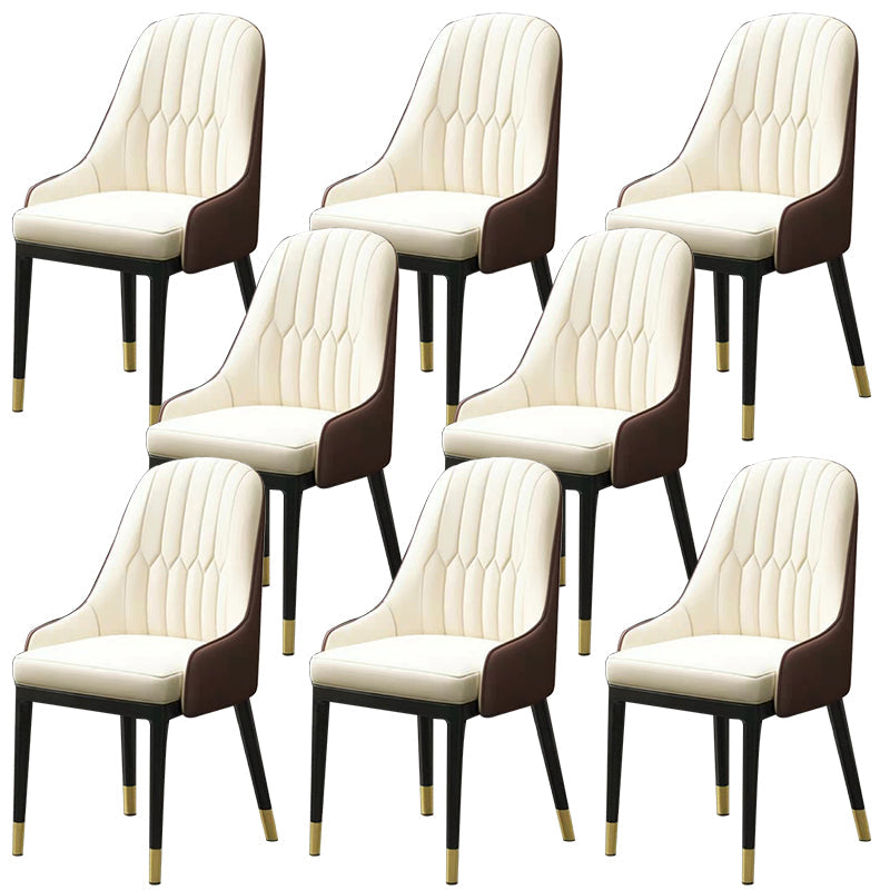 Modern Style Arm Chair Metal Solid Back Dining Chair for Kitchen Off-White 8 Piece Set Clearhalo 'Dining Chairs' 'Dining Tables & Seating' 'dining_chair' 'furn' 'furn_dining_chair' 'Furniture' 'Kitchen & Dining Furniture' 6770715