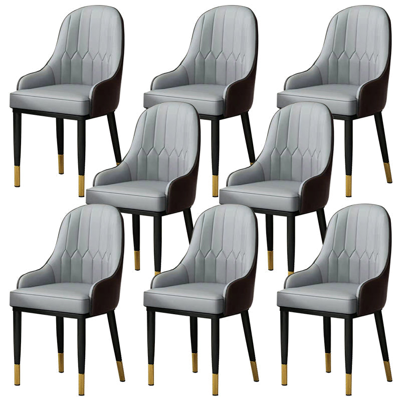 Modern Style Arm Chair Metal Solid Back Dining Chair for Kitchen Light Gray 8 Piece Set Clearhalo 'Dining Chairs' 'Dining Tables & Seating' 'dining_chair' 'furn' 'furn_dining_chair' 'Furniture' 'Kitchen & Dining Furniture' 6770718