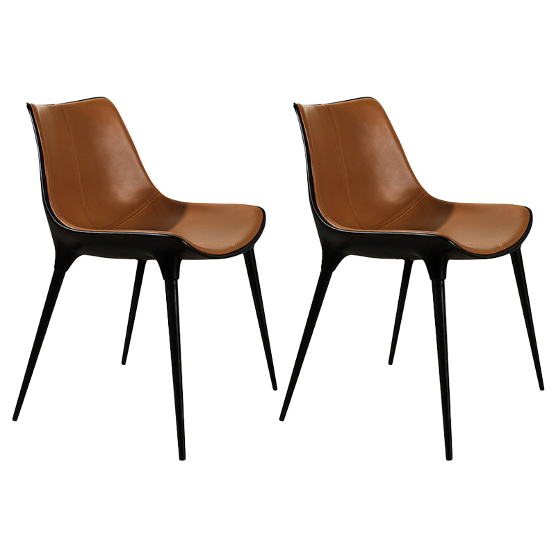 Contemporary Style Side Chair Metal Solid Back Dining Room Chair for Brasserie Orange 2 Piece Set Clearhalo 'Dining Chairs' 'Dining Tables & Seating' 'dining_chair' 'furn' 'furn_dining_chair' 'Furniture' 'Kitchen & Dining Furniture' 6770765