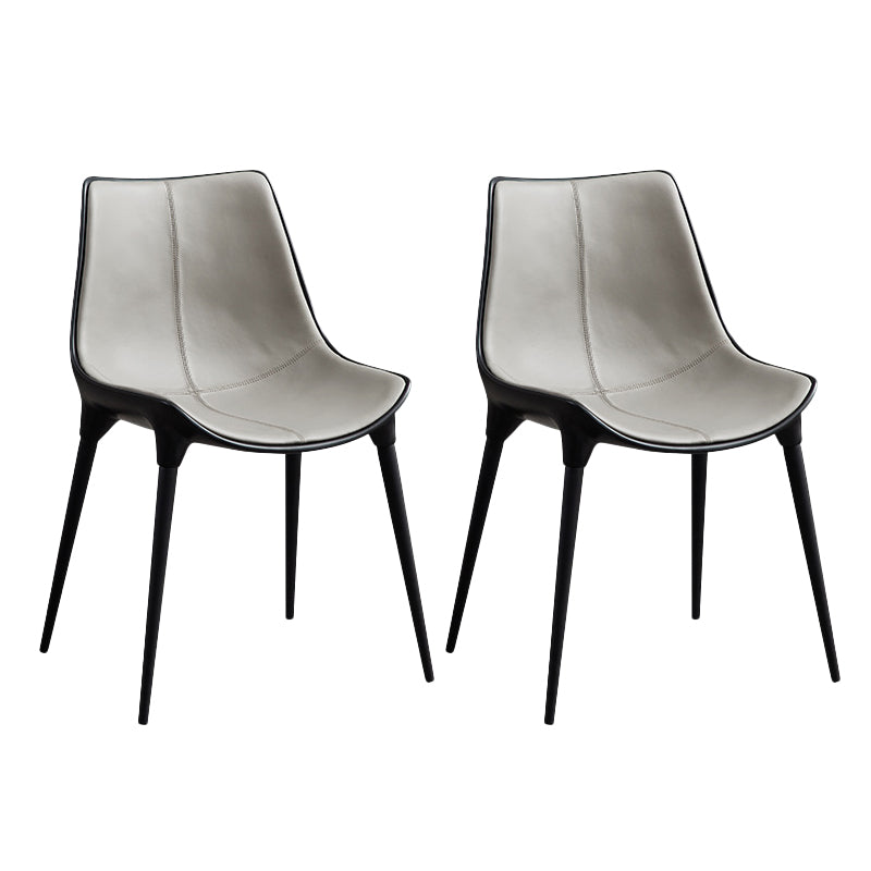 Contemporary Style Side Chair Metal Solid Back Dining Room Chair for Brasserie Grey 2 Piece Set Clearhalo 'Dining Chairs' 'Dining Tables & Seating' 'dining_chair' 'furn' 'furn_dining_chair' 'Furniture' 'Kitchen & Dining Furniture' 6770766