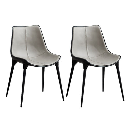 Contemporary Style Side Chair Metal Solid Back Dining Room Chair for Brasserie Grey 2 Piece Set Clearhalo 'Dining Chairs' 'Dining Tables & Seating' 'dining_chair' 'furn' 'furn_dining_chair' 'Furniture' 'Kitchen & Dining Furniture' 6770766