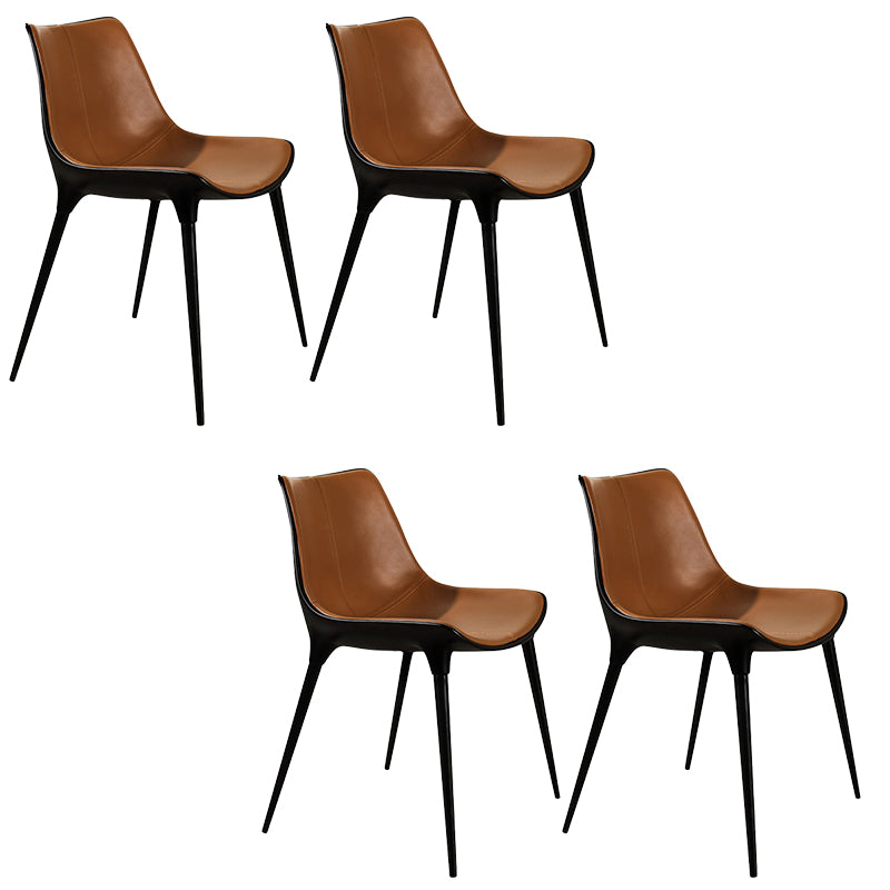 Contemporary Style Side Chair Metal Solid Back Dining Room Chair for Brasserie Orange 4 Piece Set Clearhalo 'Dining Chairs' 'Dining Tables & Seating' 'dining_chair' 'furn' 'furn_dining_chair' 'Furniture' 'Kitchen & Dining Furniture' 6770768