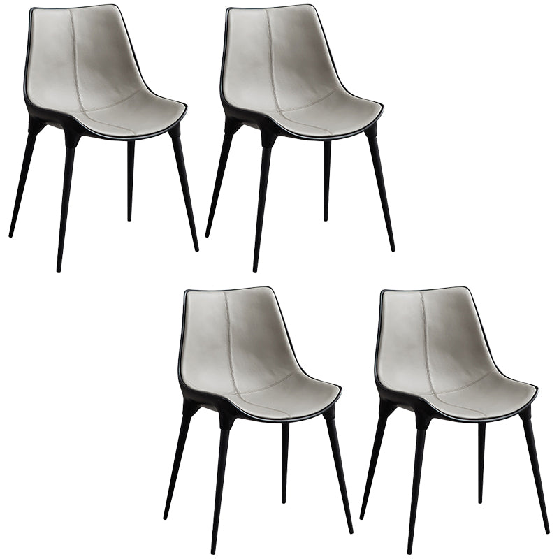 Contemporary Style Side Chair Metal Solid Back Dining Room Chair for Brasserie Grey 4 Piece Set Clearhalo 'Dining Chairs' 'Dining Tables & Seating' 'dining_chair' 'furn' 'furn_dining_chair' 'Furniture' 'Kitchen & Dining Furniture' 6770770