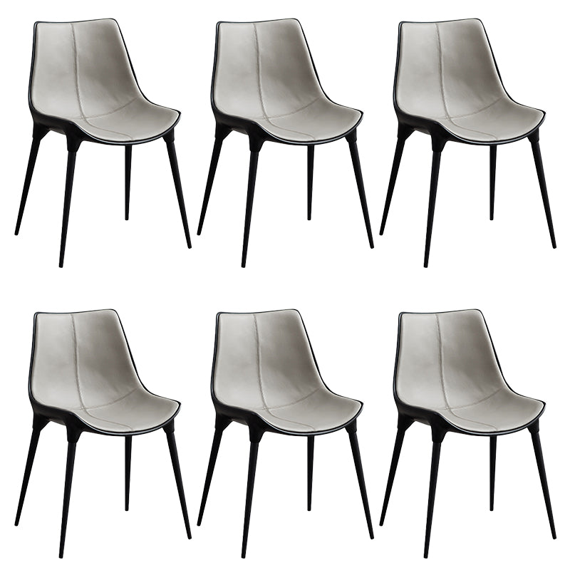 Contemporary Style Side Chair Metal Solid Back Dining Room Chair for Brasserie Grey 6 Piece Set Clearhalo 'Dining Chairs' 'Dining Tables & Seating' 'dining_chair' 'furn' 'furn_dining_chair' 'Furniture' 'Kitchen & Dining Furniture' 6770774