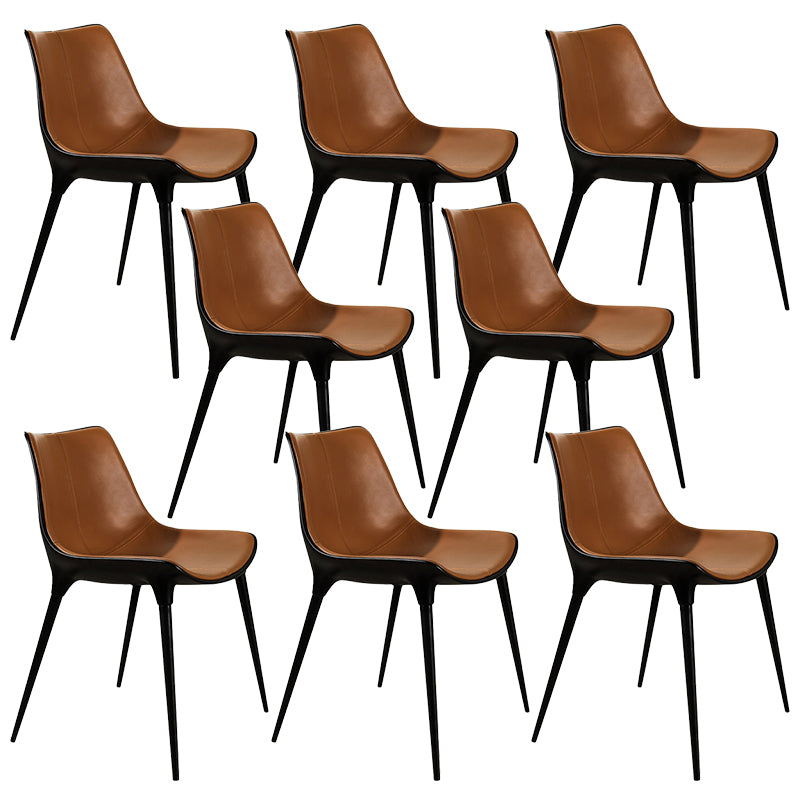 Contemporary Style Side Chair Metal Solid Back Dining Room Chair for Brasserie Orange 8 Piece Set Clearhalo 'Dining Chairs' 'Dining Tables & Seating' 'dining_chair' 'furn' 'furn_dining_chair' 'Furniture' 'Kitchen & Dining Furniture' 6770777