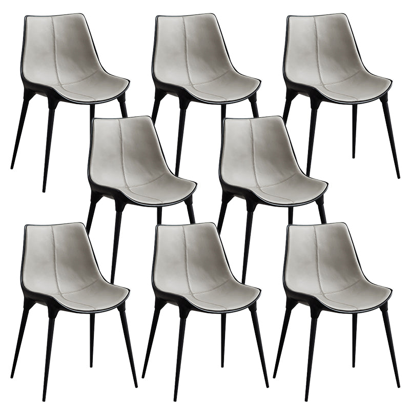 Contemporary Style Side Chair Metal Solid Back Dining Room Chair for Brasserie Grey 8 Piece Set Clearhalo 'Dining Chairs' 'Dining Tables & Seating' 'dining_chair' 'furn' 'furn_dining_chair' 'Furniture' 'Kitchen & Dining Furniture' 6770778