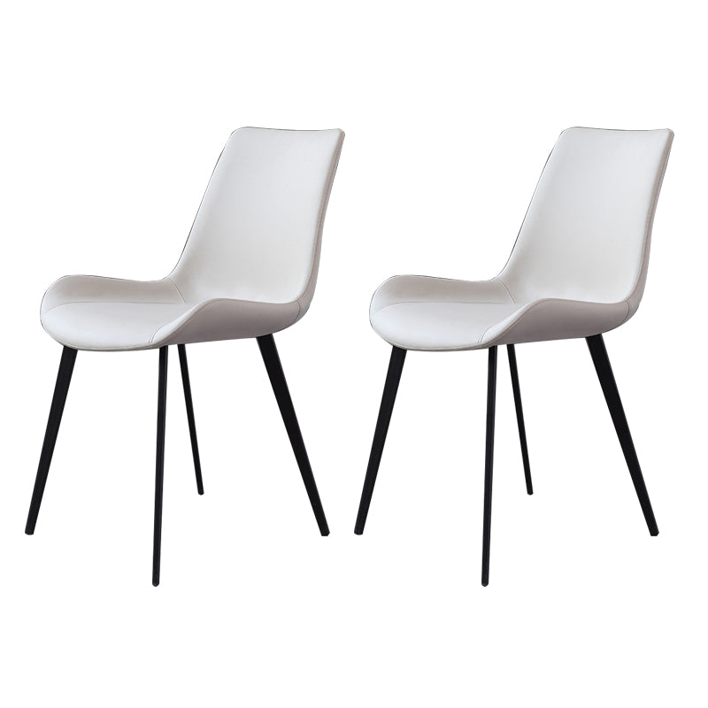 Contemporary Side Chair Metal Solid Back Dining Room Chair for Brasserie Off-White 2 Piece Set Clearhalo 'Dining Chairs' 'Dining Tables & Seating' 'dining_chair' 'furn' 'furn_dining_chair' 'Furniture' 'Kitchen & Dining Furniture' 6770806