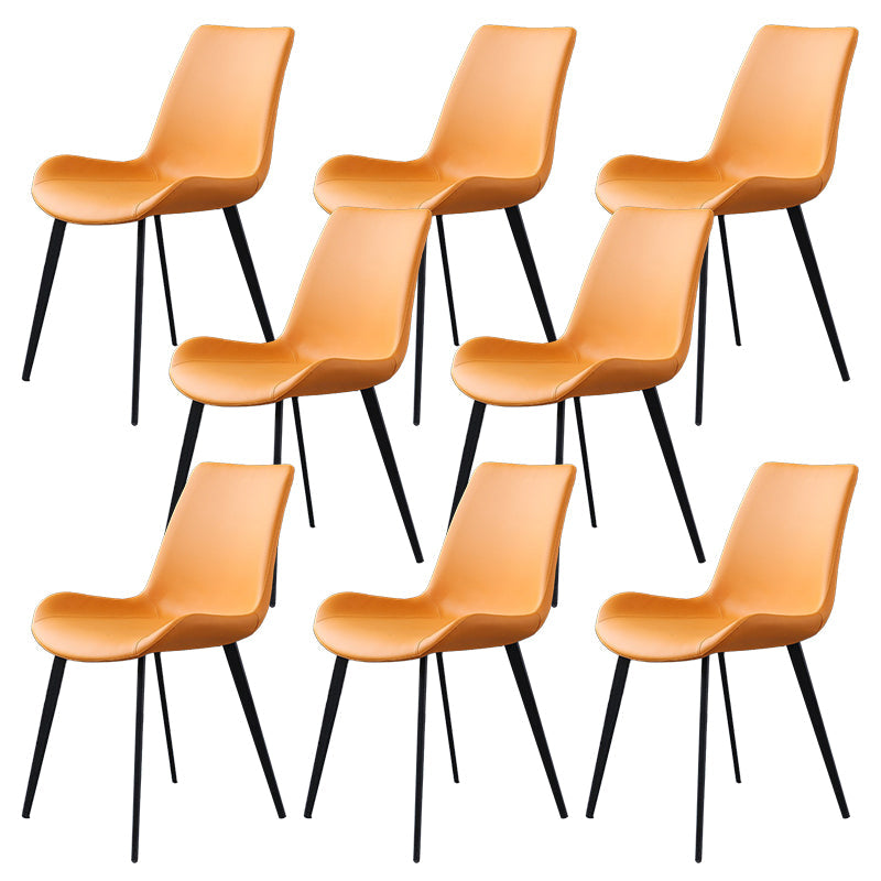 Contemporary Side Chair Metal Solid Back Dining Room Chair for Brasserie Orange-Red 8 Piece Set Clearhalo 'Dining Chairs' 'Dining Tables & Seating' 'dining_chair' 'furn' 'furn_dining_chair' 'Furniture' 'Kitchen & Dining Furniture' 6770828