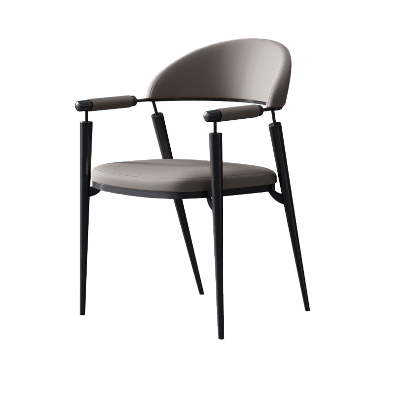 Glam Style Arm Chair Metal Open Back Dining Room Chair for Kitchen Grey 1 Piece Clearhalo 'Dining Chairs' 'Dining Tables & Seating' 'dining_chair' 'furn' 'furn_dining_chair' 'Furniture' 'Kitchen & Dining Furniture' 6770832