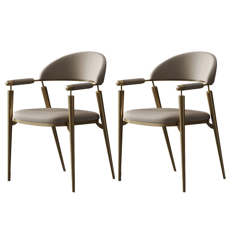 Glam Style Arm Chair Metal Open Back Dining Room Chair for Kitchen Off-White 2 Piece Set Clearhalo 'Dining Chairs' 'Dining Tables & Seating' 'dining_chair' 'furn' 'furn_dining_chair' 'Furniture' 'Kitchen & Dining Furniture' 6770835