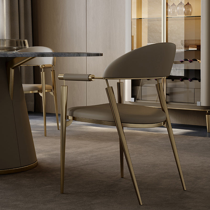 Silla de brazo estilo glam silla de comedor de metal abierta para la cocina