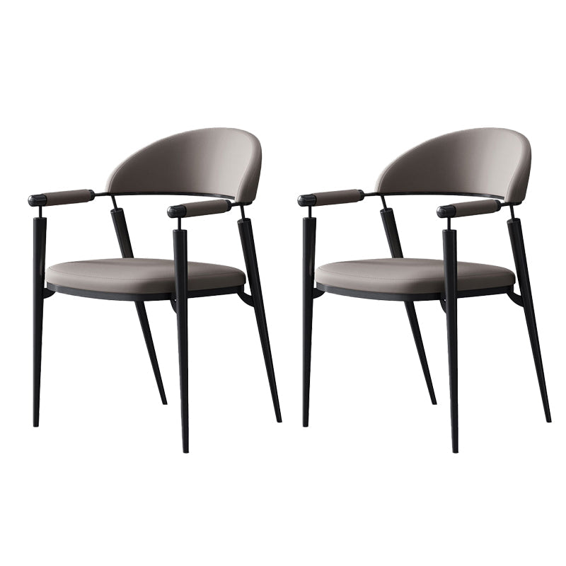 Glam Style Arm Chair Metal Open Back Dining Room Chair for Kitchen Grey 2 Piece Set Clearhalo 'Dining Chairs' 'Dining Tables & Seating' 'dining_chair' 'furn' 'furn_dining_chair' 'Furniture' 'Kitchen & Dining Furniture' 6770837