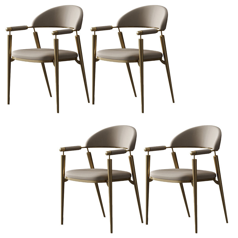 Glam Style Arm Chair Metal Open Back Dining Room Chair for Kitchen Off-White 4 Piece Set Clearhalo 'Dining Chairs' 'Dining Tables & Seating' 'dining_chair' 'furn' 'furn_dining_chair' 'Furniture' 'Kitchen & Dining Furniture' 6770839